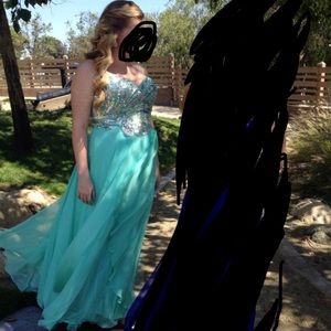 Turquoise, jeweled formal dress